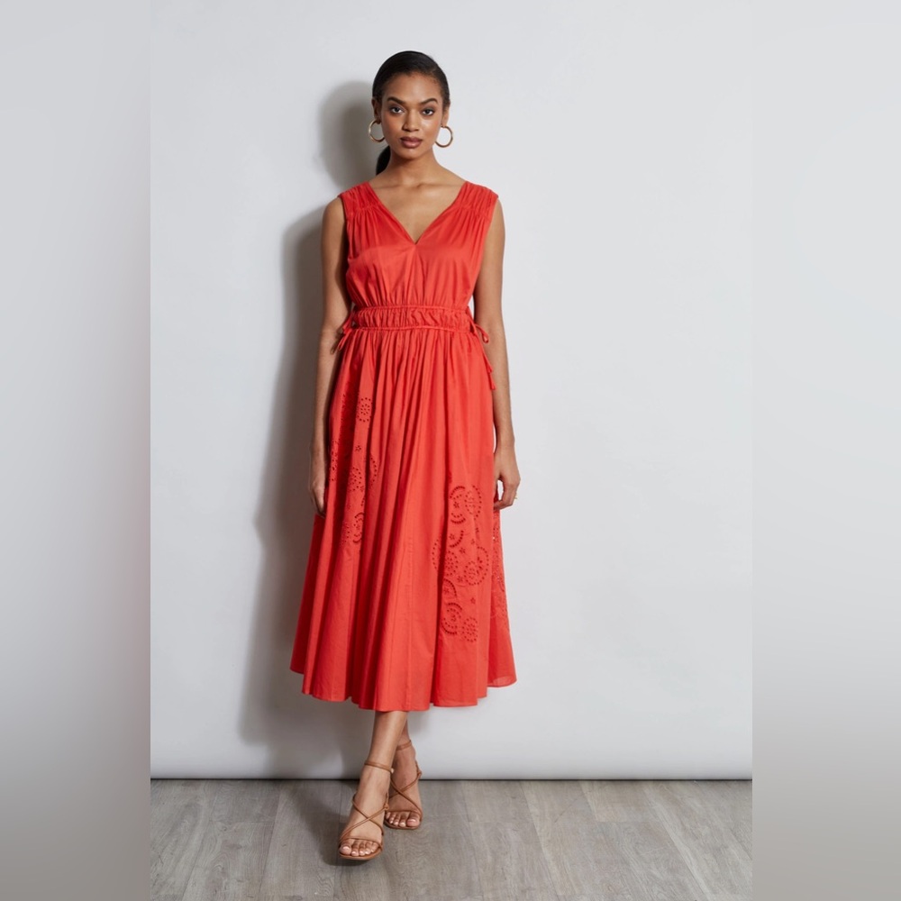 Elie Tahari Elegant Coral Sleeveless Sundress